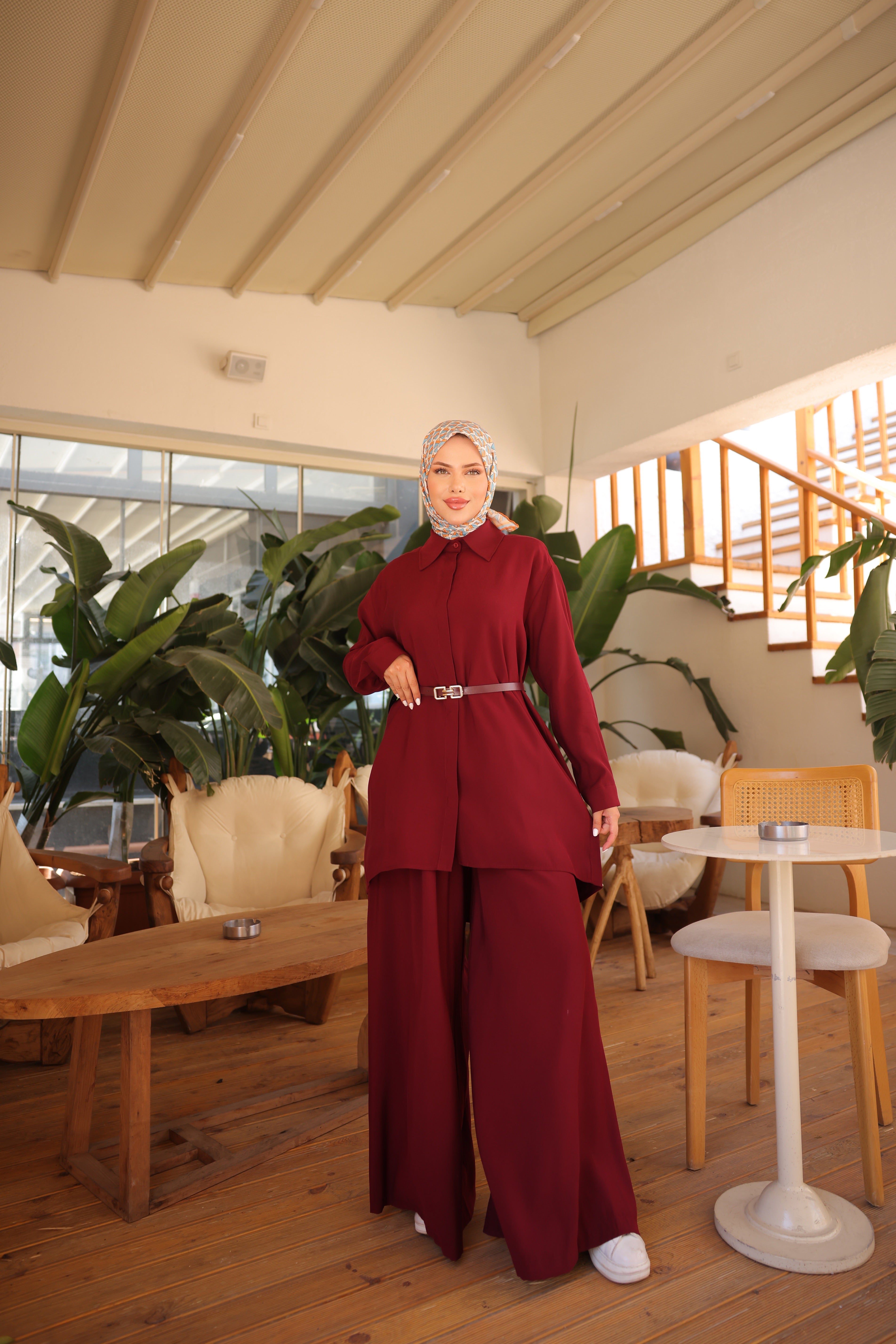 Cupra Tencel Set – Modest Oversized Tunic and Wide-Leg Pants